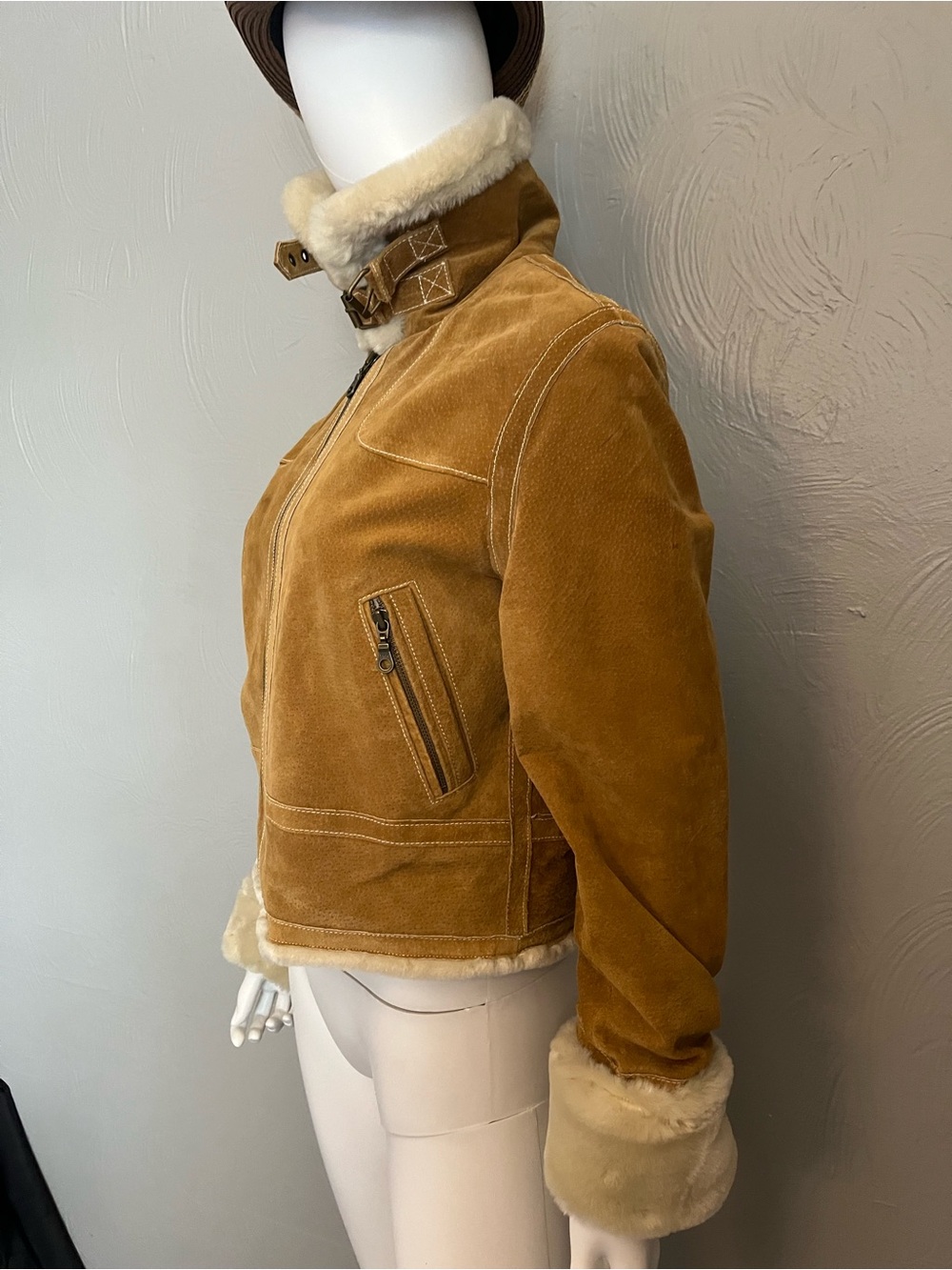 Wilsons Leather Tan Suede Shearling-Lined Jacket - Picture 4 of 8